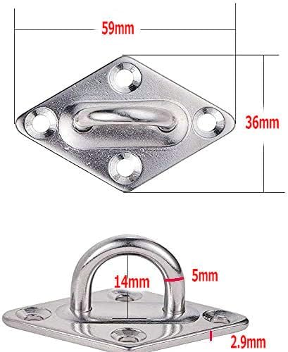Hammock Hanging Hooks Stainless Steel 304 Ceiling Hooks Heavy Duty with Screw Bolts, Hammock Wall Hooks for Wall/Ceiling Mount,2 Pack (5mmX60mm)