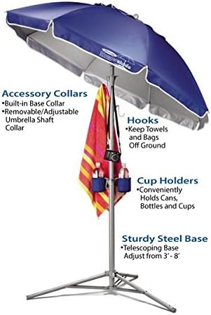 Wondershade Ultimate Portable Sun Shade Umbrella – Lightweight Adjustable Outdoor Patio & Beach Umbrella with Tripod Base (Red)