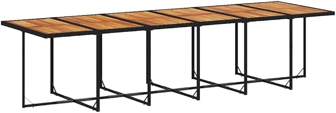 17 Piece Garden Dining Set with Cushions, Rectangular Acacia Wood Table and 16 Folding Chairs, PE Rattan Patio Set for Outdoor Gatherings