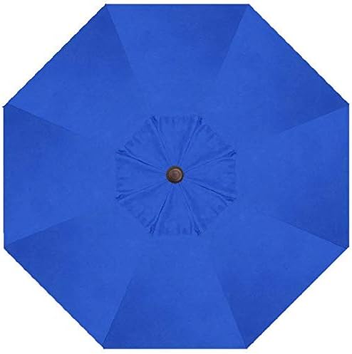 Treasure Garden Octagonal 9 ft Patio Umbrella - Outdoor Furniture Table Umbrella – Push-Button Tilt – Bronze Aluminum Frame (Obravia, Cobalt)