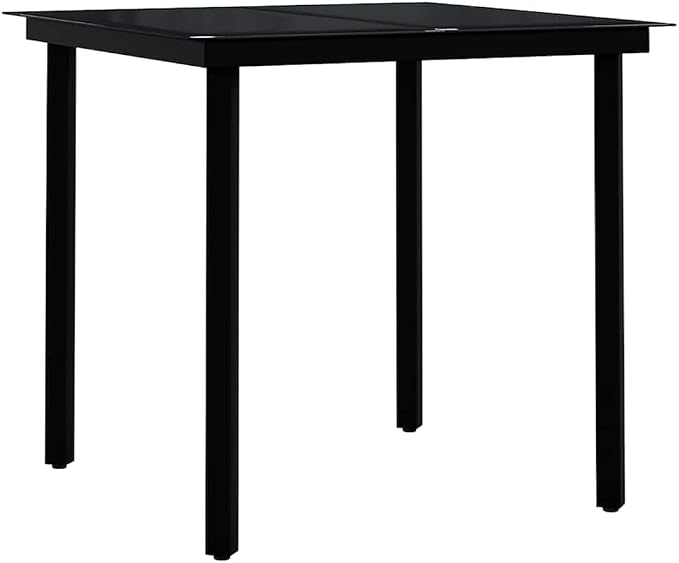 3 Piece Patio Dining Set Black Outdoor Furniture Set for Garden Yard with PE Rattan Chairs Glass Table Heavy Duty Powder Coated Steel Frame