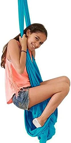 Sensory Swing for adults Indoor kids Therapy Swing Calming Snuggle Hammock durable strong fabric swing Height Adjustable Beneficial to child's spatial awareness ( Color : Sky blue , Size : 1M x 2.8M )