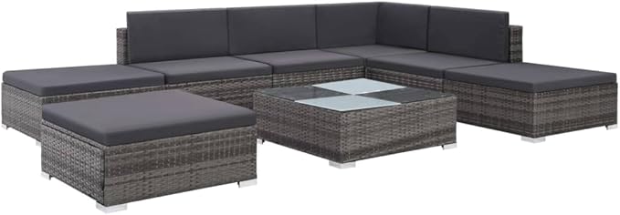 Patio Lounge Set with Cushions,Outdoor Tables and Chairs,Outdoor Furniture Sets,Patio Conversation Sets,for Garden,Deck,Backyard,8 Piece Poly Rattan Gray