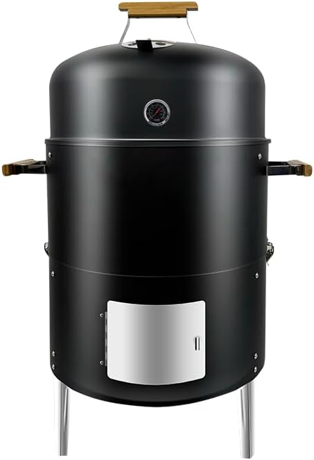17" BBQ Smoker Grill Built in Thermometer Air Vent and adding charcoal door Multi-Layer heavy duty Meat Smoker Grill