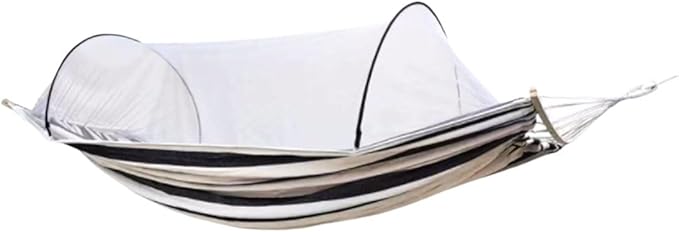 Portable Oxford Cloth Hammock Outdoor Travel Camping with Its Own Frame Portable Multi-Purpose Hammock Comfortable(Black-White)