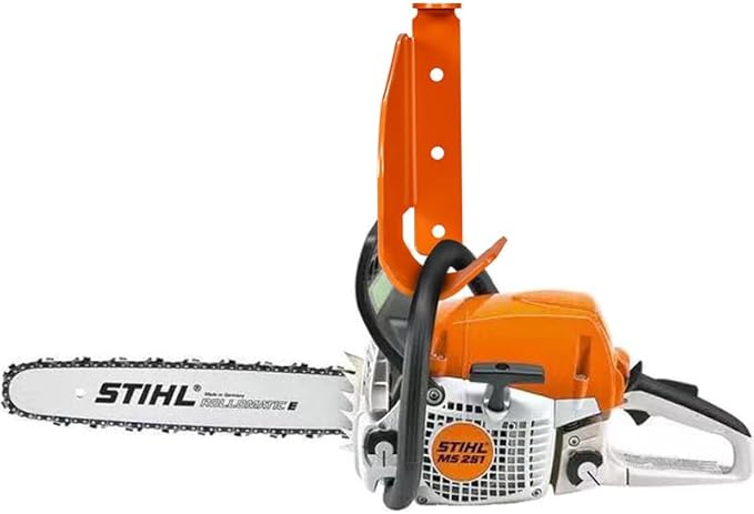 Chainsaw Hanger Holder – 304 Stainless Steel Wall Mount Bracket, Heavy Gauge, Powder-Coated Orange, Fits Stihl 009 011 200T 201T 024 026 360 362 044 660 661, Poulan, Poulan Pro, Husqvarna