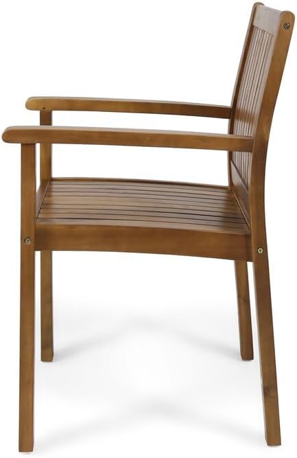 7-Piece Outdoor Acacia Wood Dining Set, 66.9" Rectangular Wooden Table and 6 Armchairs, Solid Wood Patio Furniture Group for Backyard, Garden, Deck and Poolside, Weather Resistant