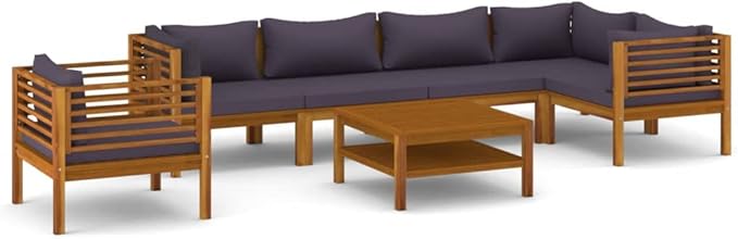 Patio Lounge Set with Cushion,Patio Furniture Sets,Patio Conversation Sets,Outdoor Furniture Sets,for Garden,Backyard,Outdoor,7 Piece Solid Acacia Wood