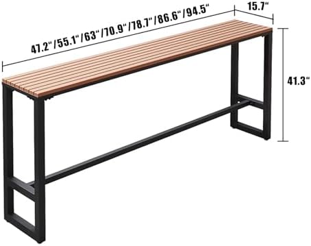 Waterproof Wooden Balcony Pub Table, Outdoor Counter Height Bar Table for Railings, Stylish Patio Dining Table, No Stool Needed, Perfect for Garden & Deck