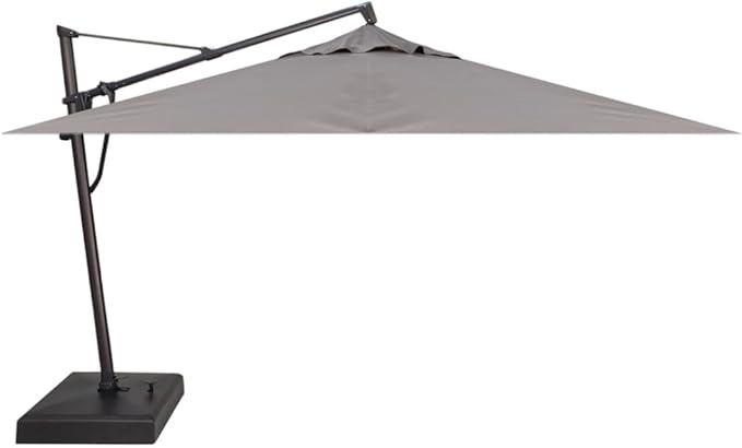 Treasure Garden AKZ PLUS Cantilever Umbrella 10'x13' Rectangular Obravia Boulder Canopy and Black Frame with Rolling Base