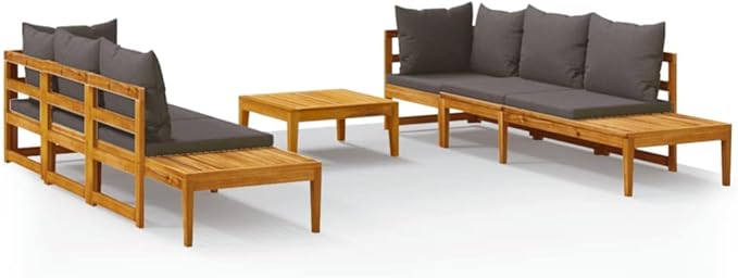 Patio Lounge Set with Dark Gray Cushions,Patio Furniture Sets,Patio Conversation Sets,Outdoor Furniture Sets,for Garden,Backyard,Outdoor,5 Piece Acacia Wood