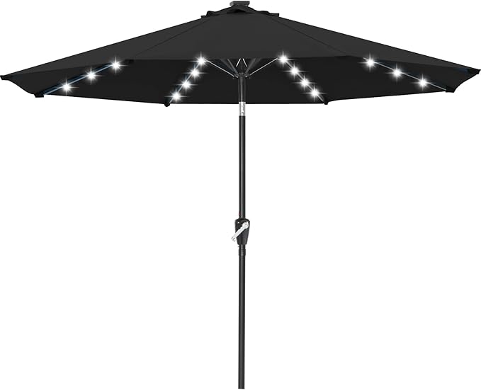 ABCCANOPY Durable Solar Led Patio Umbrellas with 32LED Lights 9FT (Black)