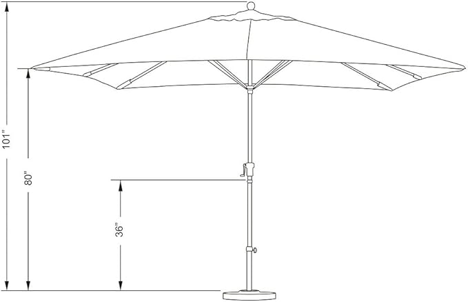 California Umbrella 11' x 8' Rectangle Aluminum Market Umbrella, Crank Lift, Bronze Pole, Sunbrella Forest Green