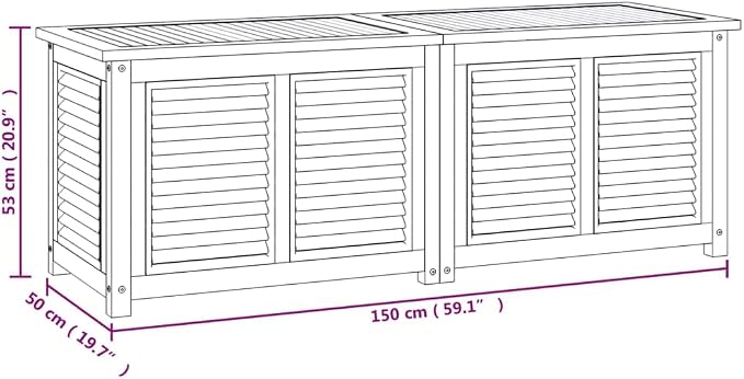 Deck Box Indoor Outdoor Storage Container Furniture with Bag, Patio Storage Box Bin Organizer for Garden Tools, 59.1"x19.7"x20.9" Solid Wood Teak