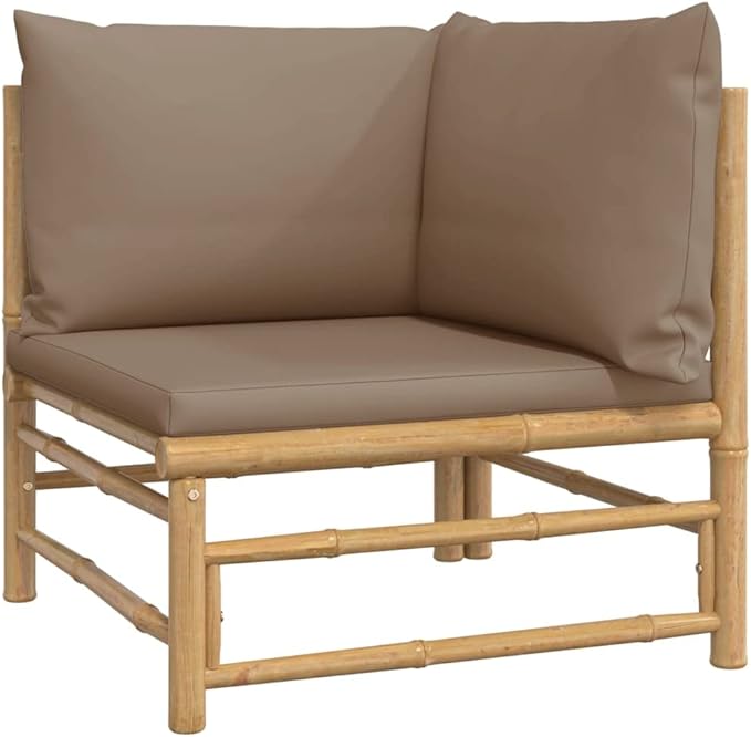 6 Piece Patio Lounge Set with Taupe Cushions, Patio Conversation Set Outdoor Dining Sets Sectional Sofa Outdoor Sofa Sets for Negotiation Area Poolside Piazza Garden Bamboo