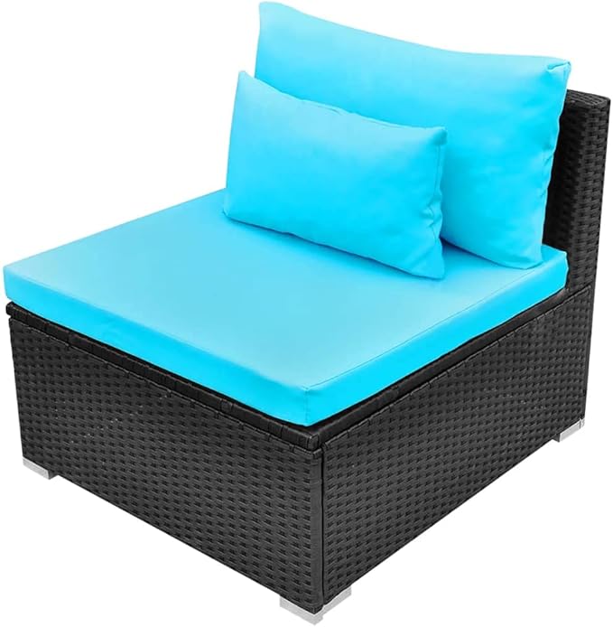 13 Piece Patio Lounge Set with Cushions,Garden Outdoor Seating Patio Sofa Set Conversation Patio Furniture Suitable for Garden Balcony Backyard Porch Lawn Poly Rattan Blue
