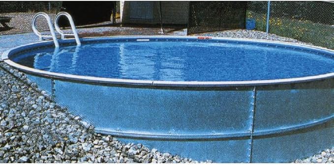 Lake Effect Pools 'Dominica' 30 ft Round Semi Inground Swimming Pool | 52 Inch Resin Protected Steel Sided Walls | Bundle Includes: 25 Gauge Overlap Liner & Widemouth Skimmer