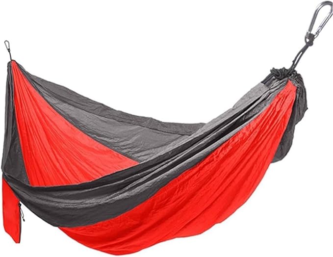 Comfortable and Lightweight Double Hammock, Outdoor Anti-Rollover Leisure Swing, with Storage Bag/Hook/Rope, Load Bearing 300kg/661.4lbs(Red)