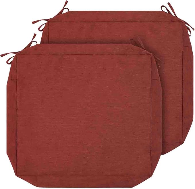 Magpie Fabrics Indoor Outdoor Cushion Cover Replacement 2 Pack, NO Insert! Water Repellent Slipcover with Ties Decor for Patio Garden Chair Sofa Bench Wicker(Dark Red, 20x18x4 Inch)