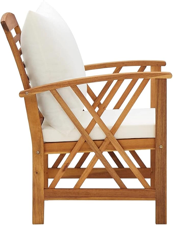 Patio Lounge Set with Cushions,Outdoor Patio Furniture,Outdoor Chat Conversation Set,Garden Furniture Sets,for Patio,Backyard,Garden,4 Piece Solid Acacia Wood