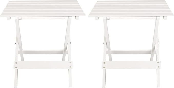 Casual Home Small Folding Side Table (2-Piece Set), 100% Solid Wood, Portable Patio Outdoor Small Table, Plant Stand, No Assembly