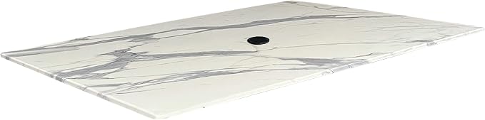 Holland Bar Stool Co. 32" x 48" White Marble, Indoor/Outdoor All-Season EuroSlim Table Top with Umbrella Hole