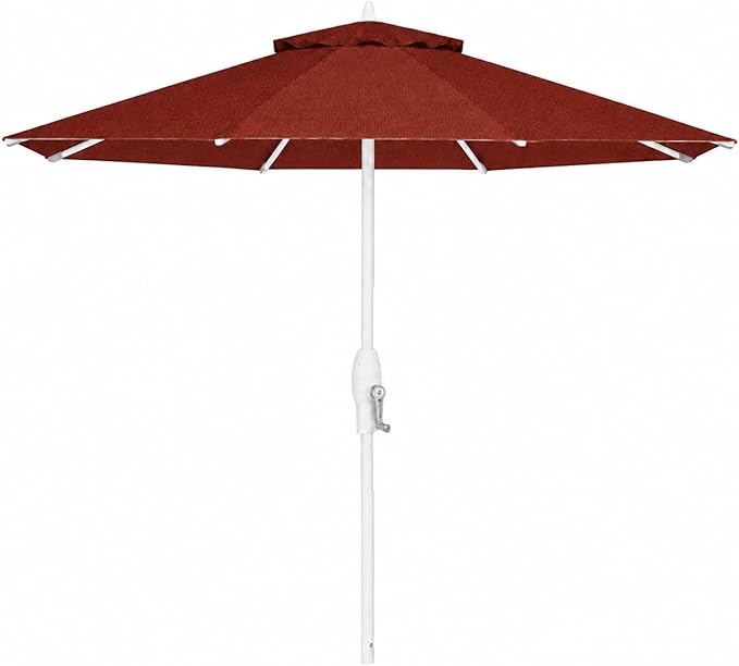 Treasure Garden 9ft Patio Umbrella - Outdoor Furniture Market Umbrella – Deluxe Auto-Tilt – White Aluminum Frame (Sunbrella, Henna)
