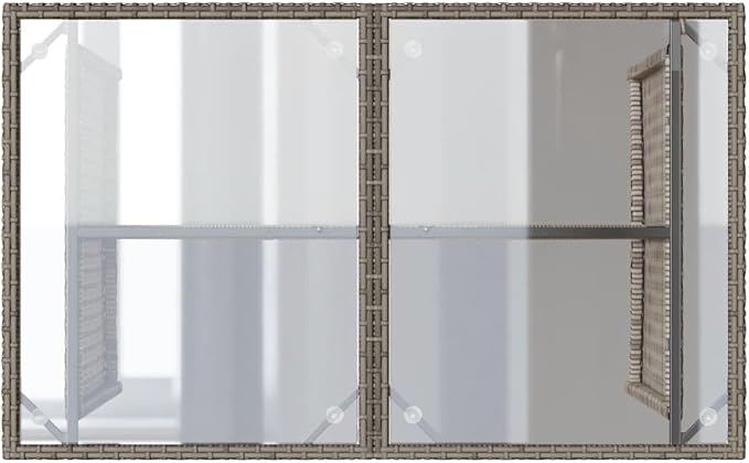 2 Piece Garden Dining Set with Gray Poly Rattan, Tempered Glass Tabletop, and Thickly Padded Cushions for Patio