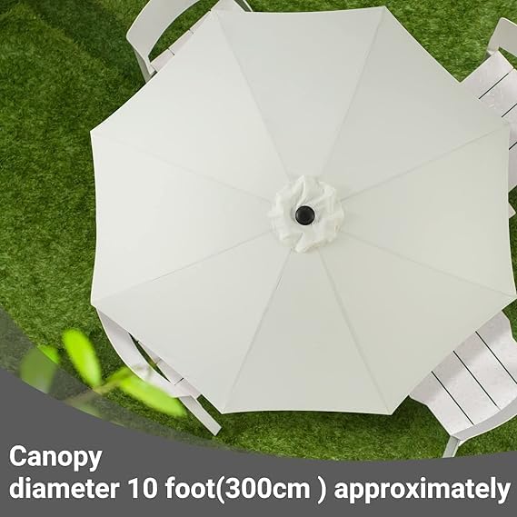 9ft Wooden Umbrella, Outdoor Patio Umbrella, Wood Market Umbrella, Patio Umbrella Wood Pole with Pulley Lift for Garden, Yard, Deck, Pool, Market