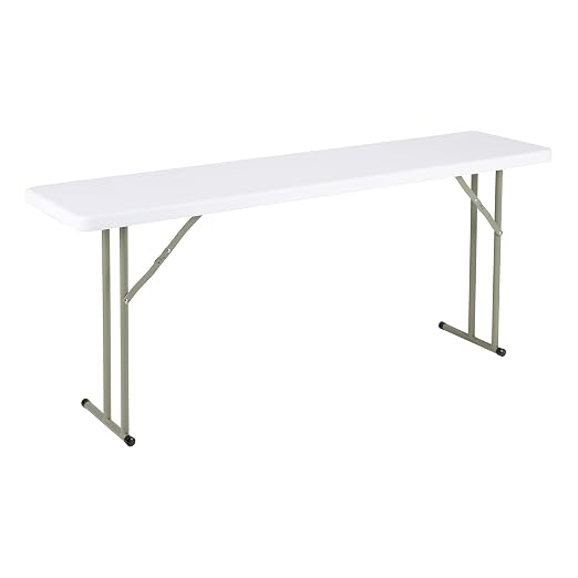 Norwood Commercial Furniture 6' Indoor/Outdoor Folding Training Table, Rectangular Blow-Molded Plastic Folding Training and Event Table, White