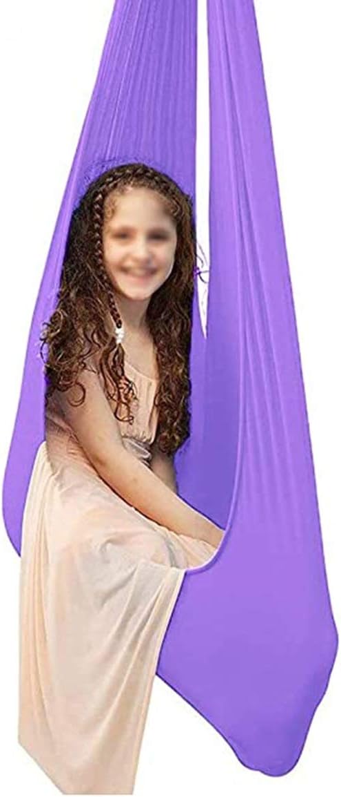 Portable Swing Indoor Kids Therapy Swing for Children Cuddle Hammock Autism ADHD ADD Sensory Integration Up to 440lbs (Color : Purple, Size : 100 x 280 cm)