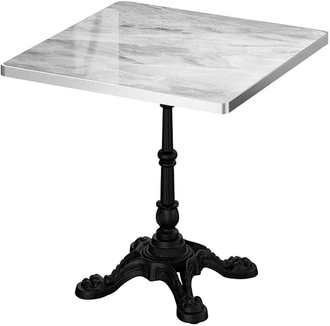 31.5" Sintered Stone Square Dining Table for 2-4 People, Marble Look Bistro Table with Heavy Duty Cast Iron Base for Outdoor Patio Garden Cafe, Living Room Balcony, Commercial Grade Small Space, Grey