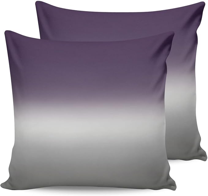 Outdoor Waterproof Throw Pillow Covers Set of 2 Purple Grey Ombre Pillowcases 26x26 Inches Gradient Gradual Color Patio Decorative Pillows Cushion Case Patio Pillows for Couch Bed Chair Garden