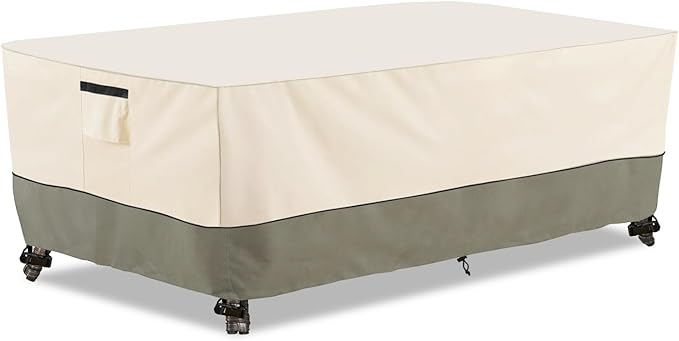 Bitubi Waterproof Patio Coffee Table Cover, Rectangular Outdoor Small Side Table Cover - Fits up to 48L x 28W x 16H inches, Beige