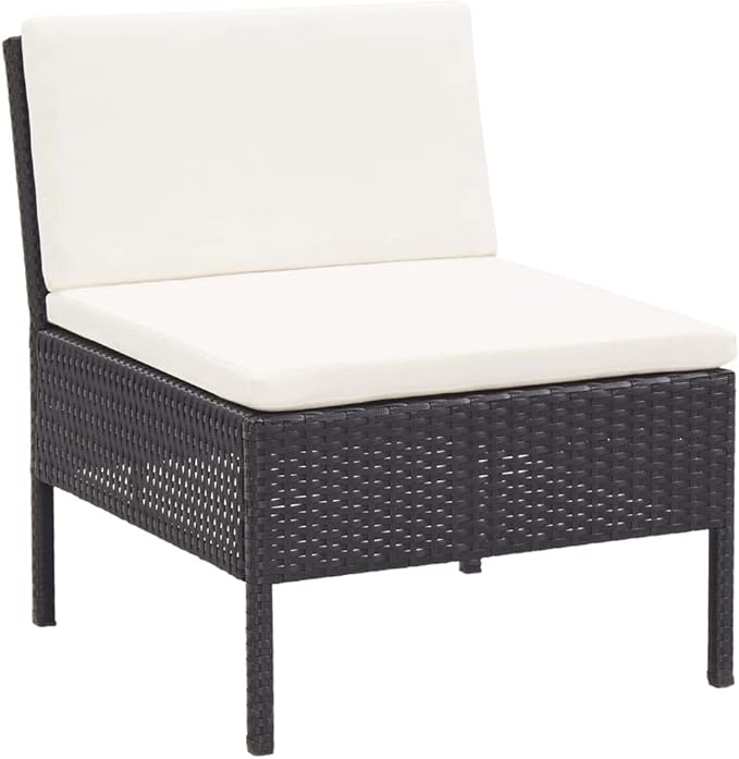 Patio Sofa Set with Cushions,Patio Lounge Set,Outdoor Furniture,Outdoor Furniture Sets,Patio Conversation Sets,for Garden,Deck,Backyard,6 Piece Poly Rattan Black
