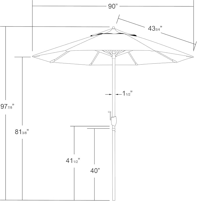 California Umbrella 9' Round Aluminum Patio Umbrella