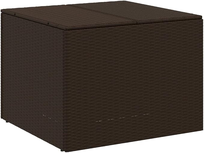 76.9 Gal Brown Outdoor Storage Box PE Rattan Deck Box with Removable Water-Resistant Bag for Patio Furniture Cushions Pool Toys Garden Tools 31.5x29.5x23.2 Inch