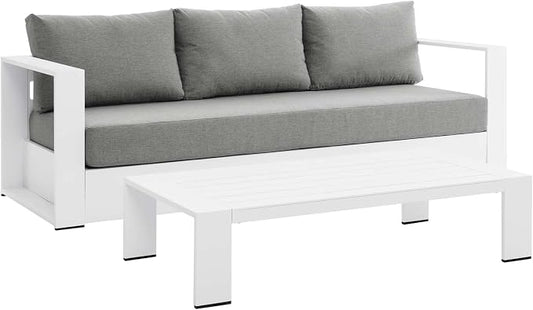 Modway Tahoe Aluminum 2-Piece Outdoor Patio Set in White Gray