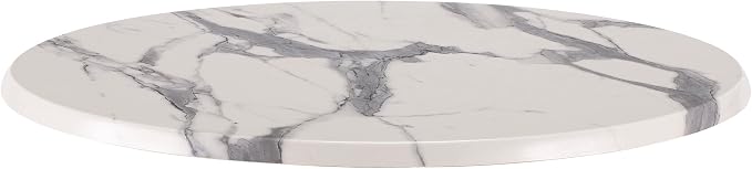 HBS 36" Diameter White Marble, Indoor/Outdoor All-Season EnduroTop Table Top