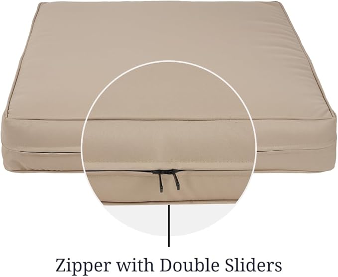 Covers & All Square Outdoor Cushion Covers for Patio Furniture Sets, Water, Tear & UV Resistant Polyester Cushion Slipcover with Zippers (Pack of 2) (20" W x 20" D x 4" Thick, Beige)