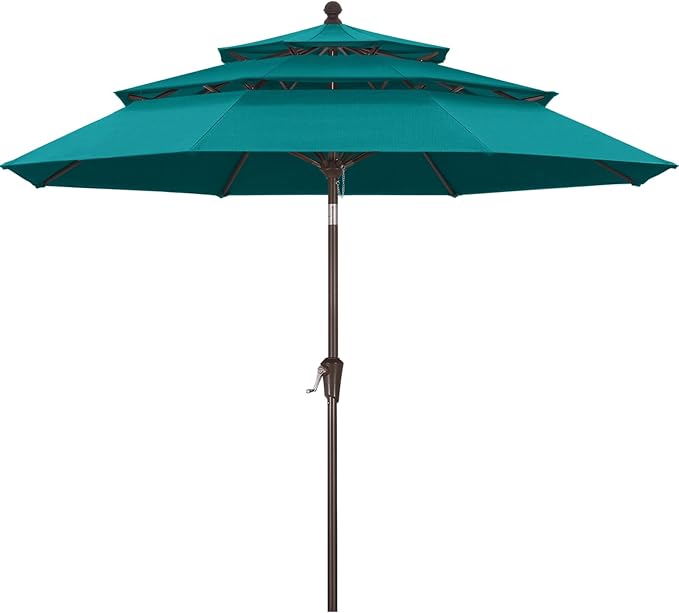 ABCCANOPY 5-Year 10-Year No Fading 9FT 3 Tiers Patio Umbrella, Outdoor Table Umbrella with 8 Sturdy Ribs for Deck, Backyard, Garden, Yard