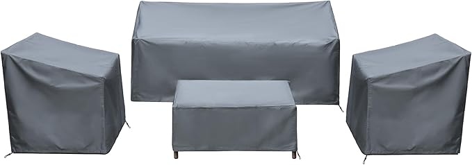 Patio Furniture Covers,Outdoor Furniture Cover Waterproof,Patio Furniture Set Covers for 4 Piece Outdoor Conversation Set,Patio Covers Set-XX-Large (Grey)