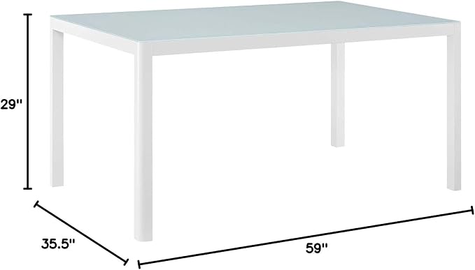 Modway EEI-3576-WHI Raleigh Dining Table, White, 35.5 x 59 x 29
