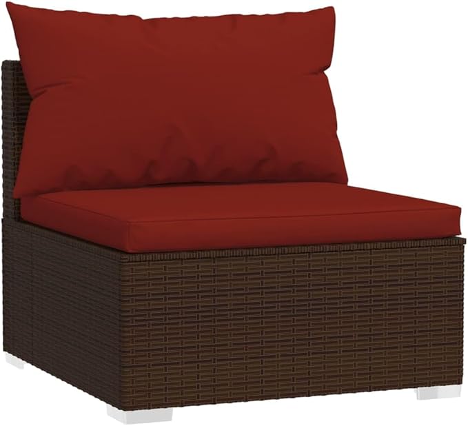 5 Piece Patio Lounge Set with Cushion, Furniture Conversation Sets Patio Lounge Set Outdoor Patio Sectional Piece Patio Set s Poly Rattan Brown