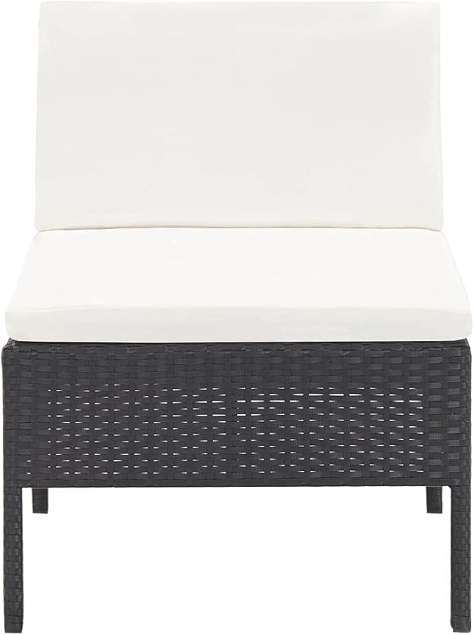 Patio Lounge Set with Cushions,Outdoor Furniture,Outdoor Furniture Sets,Patio Conversation Sets,for Garden,Deck,Backyard,6 Piece Poly Rattan Black