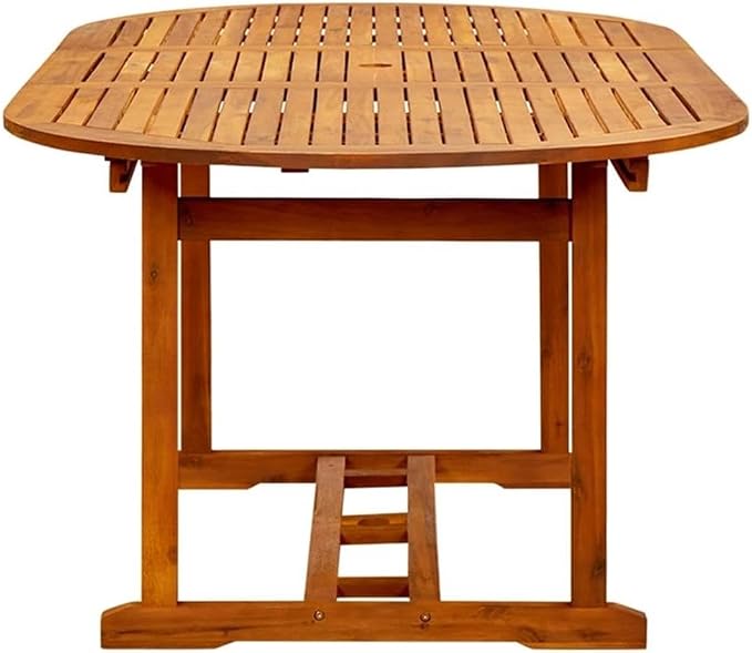 BOWERY HILL 7-Piece Patio Dining Set, Solid Acacia Wood Table & Poly Rattan Chairs, Powder-Coated Steel Frame, Gray Finish, Weather-Resistant, Stackable Chairs, Modern Style for Garden, Terrace, or