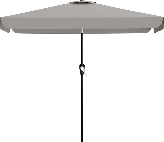 AreShark 6.5 x 10 FT Rectangular Valance Patio Umbrella, Outdoor Umbrella with Tilt and Crank, Market Table Umbrellas W/ 6 Ribs UV Protection for Garden, Deck, Backyard and Pool, Foggy Gray
