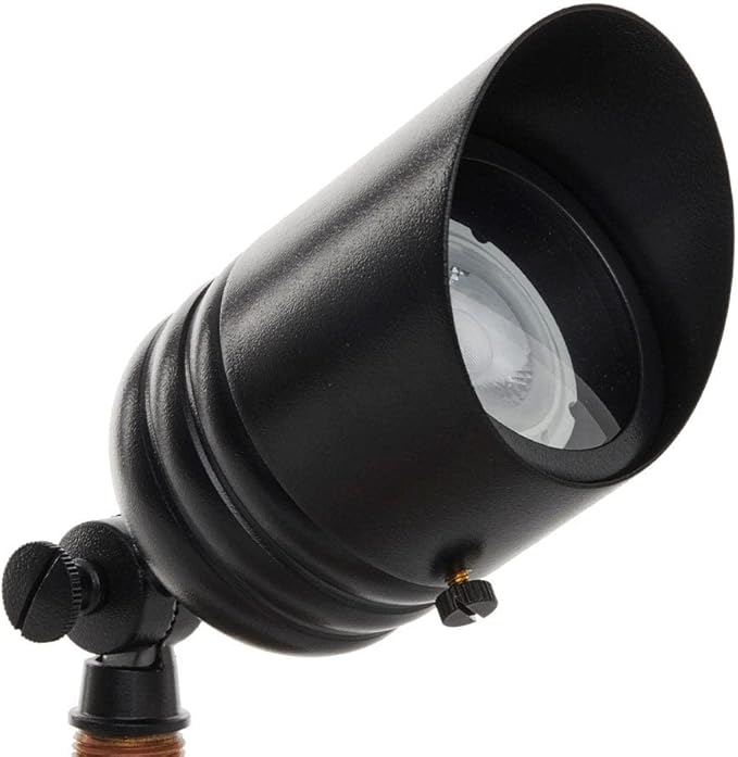 VOLT 12V Fat Boy Outdoor Spotlight (Black) & 5W 3000K MR16 LED Bulb | Solid Brass with Durable Powder Coating, 400 Lumens of Modern White Light, Ideal for Yard, Garden, Trees & House