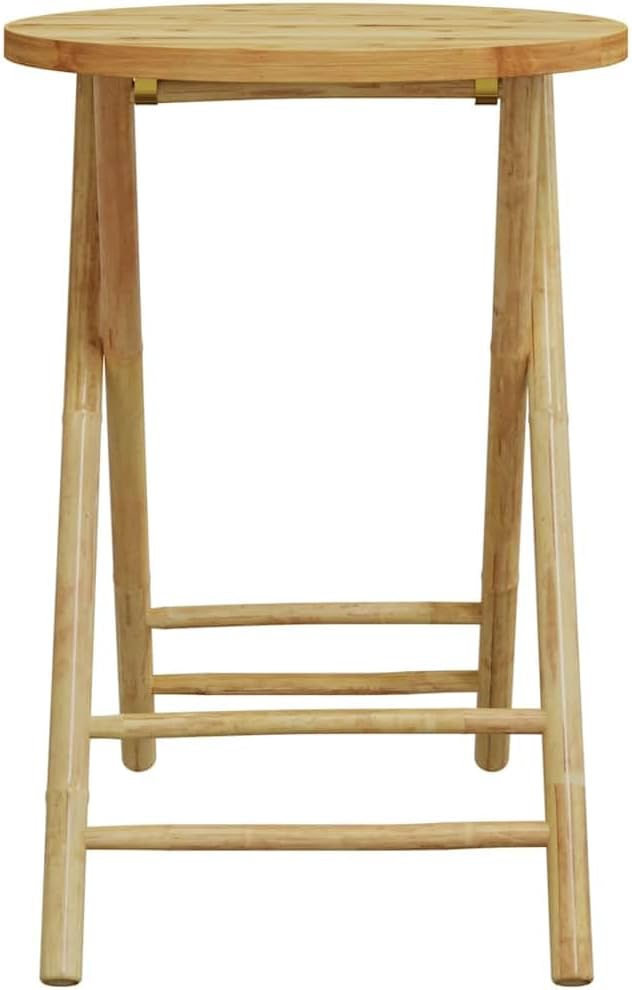 Folding Round Garden Table Natural Bamboo Patio Dining Table for Two, Portable and Compact Outdoor Furniture with Smooth Finish