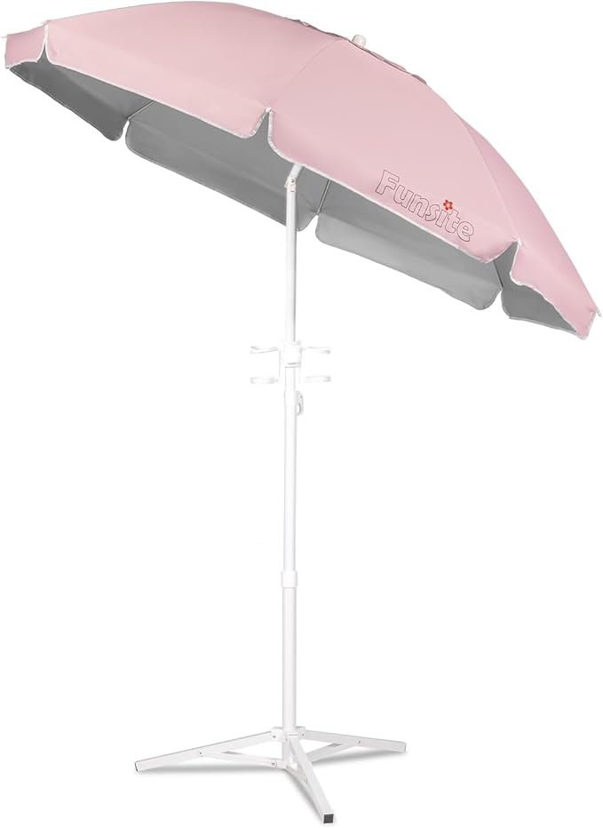 6.5ft Portable Beach Umbrellas for Sand Beach UV 50+ Umbrella with Tilt & Steel Pole, Protection with Heavy Duty Anchor, Patio Umbrella with Carry Bag